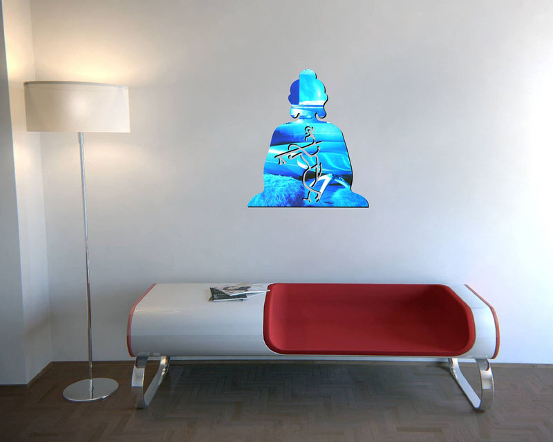 Sticker Hub Acrylic Buddha 3D mirror wall sticker (Blue)