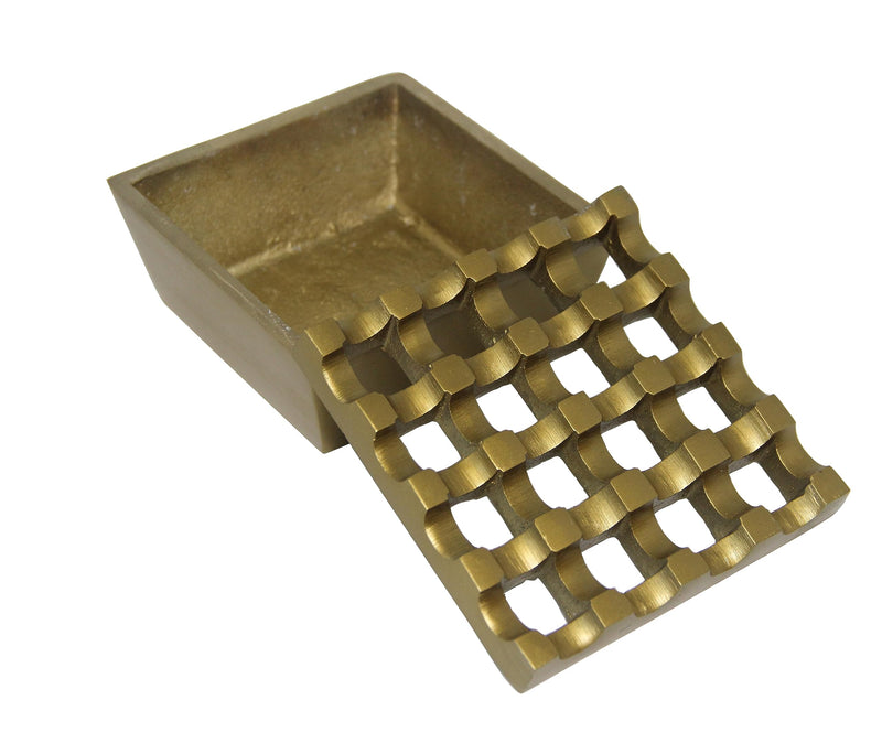 PURI - Aluminium Cigar/Cigarette Ashtray, 16 GRIDS, Windproof Tabletop, Brass Antique Finish