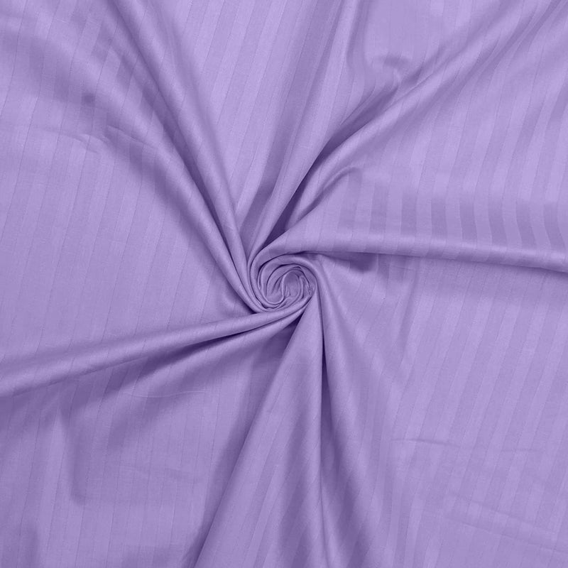 Divine Casa 100% Cotton 220 TC Italian Stripes Flat King Size Bedsheet with 2 Pillow Cover Luxurious and Soft Breathable Bed Sheets (108 x 108 inch, Lavender)