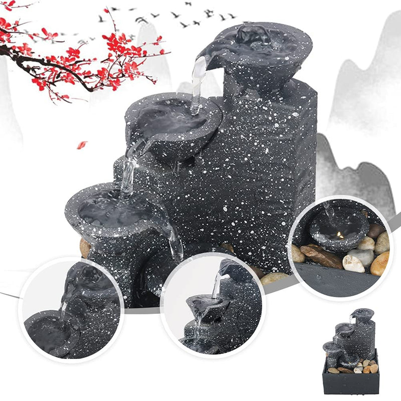 1Pc Artificial Water Fountain Battery Powered Fountain Decor Without Battery