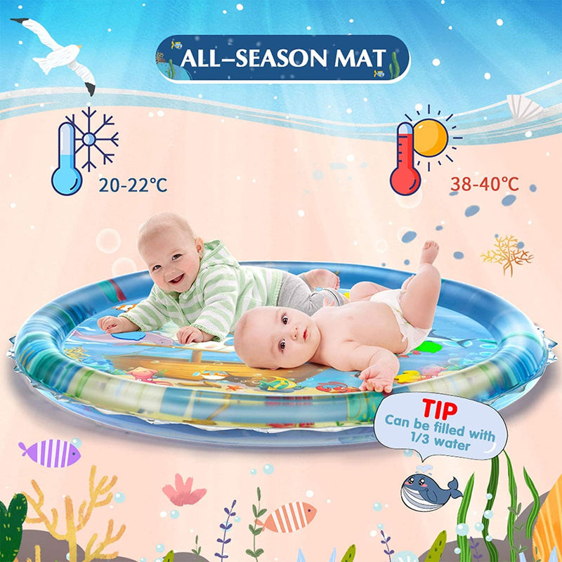 STOIQE Baby Tummy Time Water Play Mat, Infant Baby Water Mat Toys For 0 3 6 9 12 Months Newborn Infant Toddler Boy Girl, Blue, 1 Count