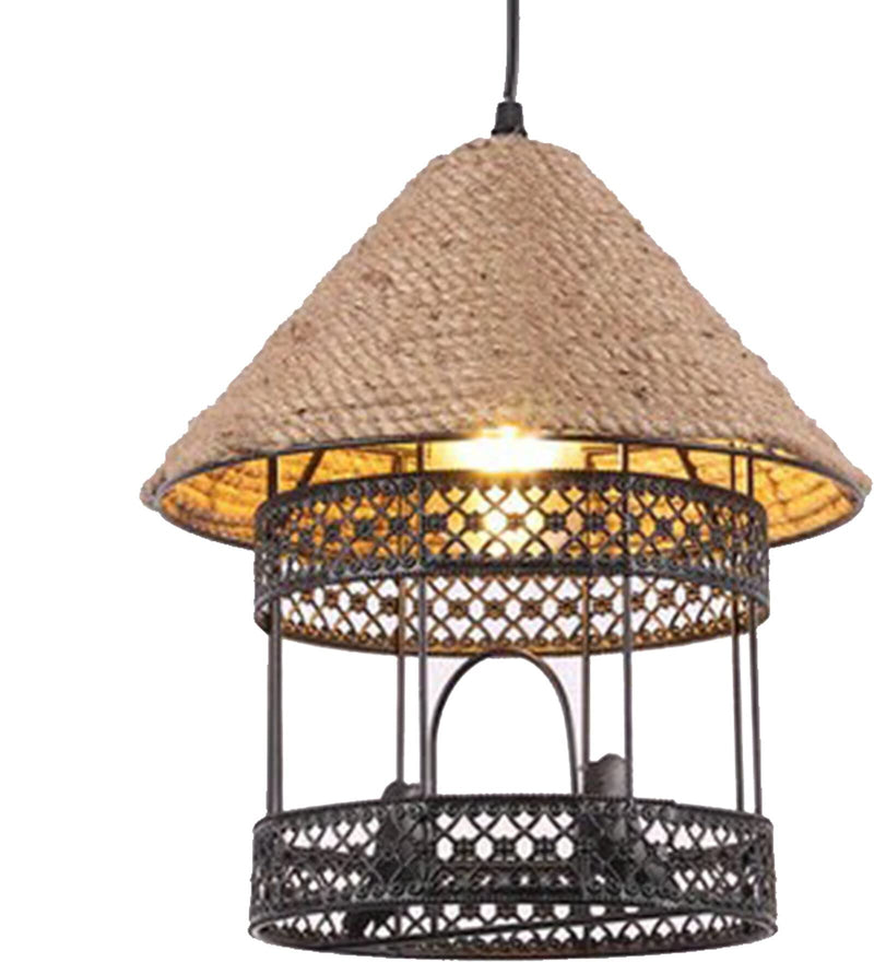 GreyWings Love Bird Cage Vintage Edison Rope Ceiling Hanging Pendant Light, Black