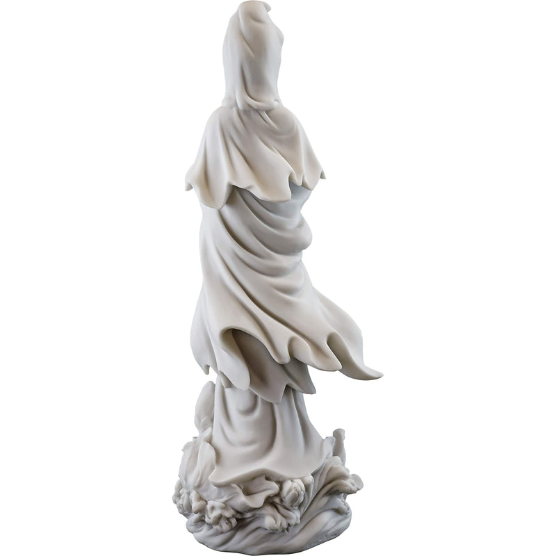 Top Collection Quan Yin Statue on Lotus Pedestal - Kwan Yin Goddess of Mercy and Compassion Sculpture in White Marble Finish- 12.5-Inch Buddhist Figurine