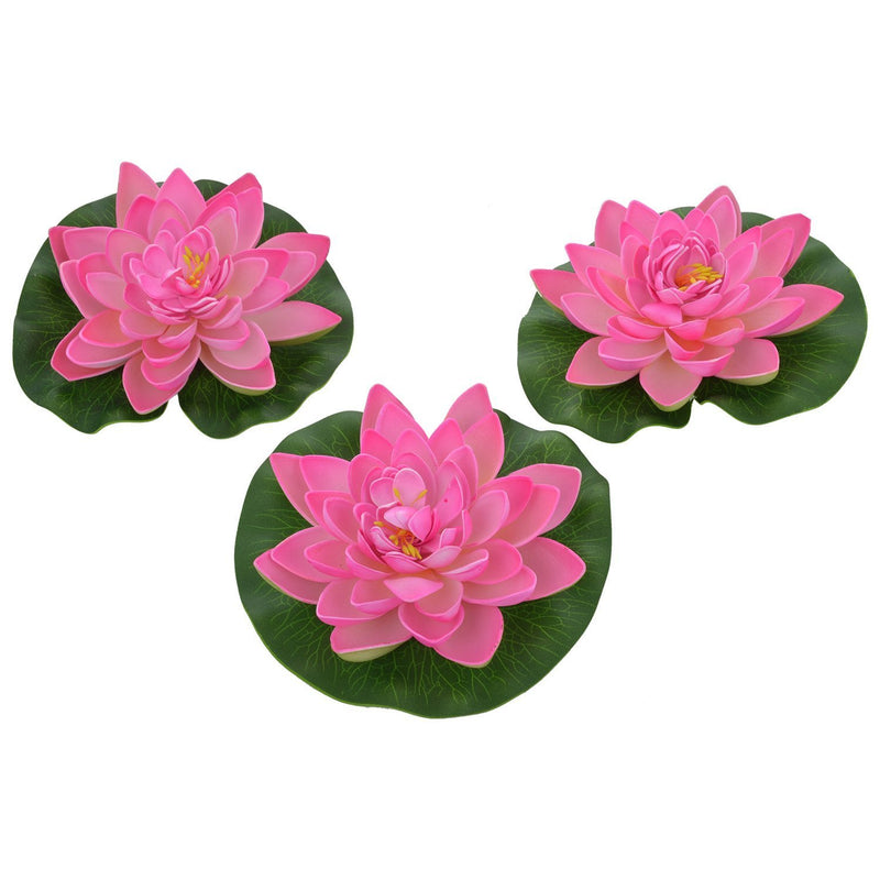 Sethi Traders Artificial Lotus Floating Flower with Plastic Pot (Pink, 3 Pieces)