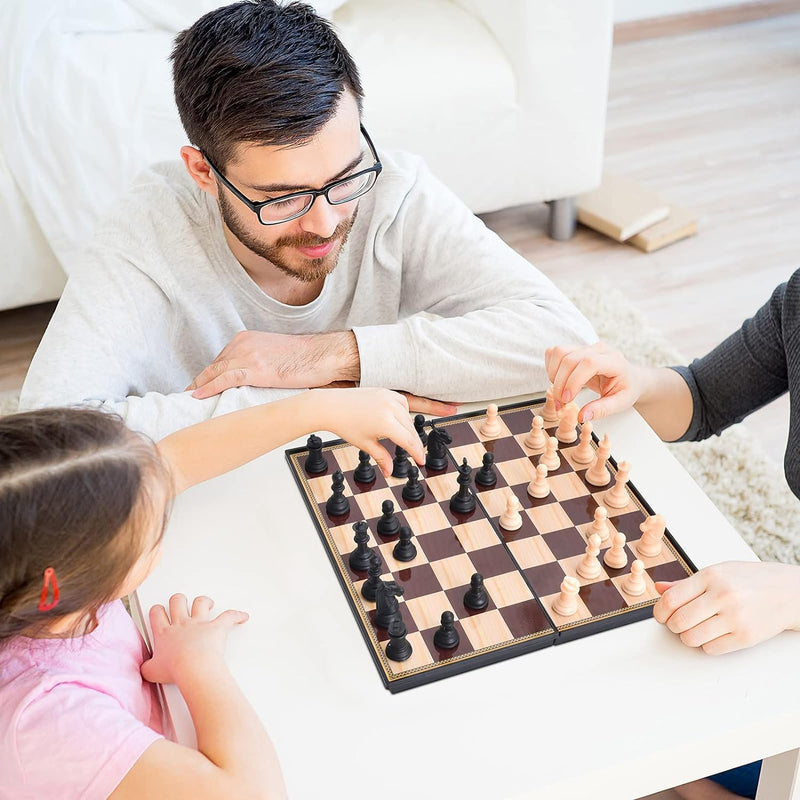 Prime Deals Magnetic Educational Plastic Chess Board Set with Folding Chess Board 2 Players Travel Toys for Kids and Adults (12 Inch) (Brown Color)