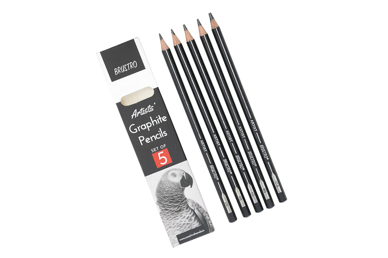 BRUSTRO Graphite Pencil set of 5 (2B, 4B, 6B, 8B, 10B)