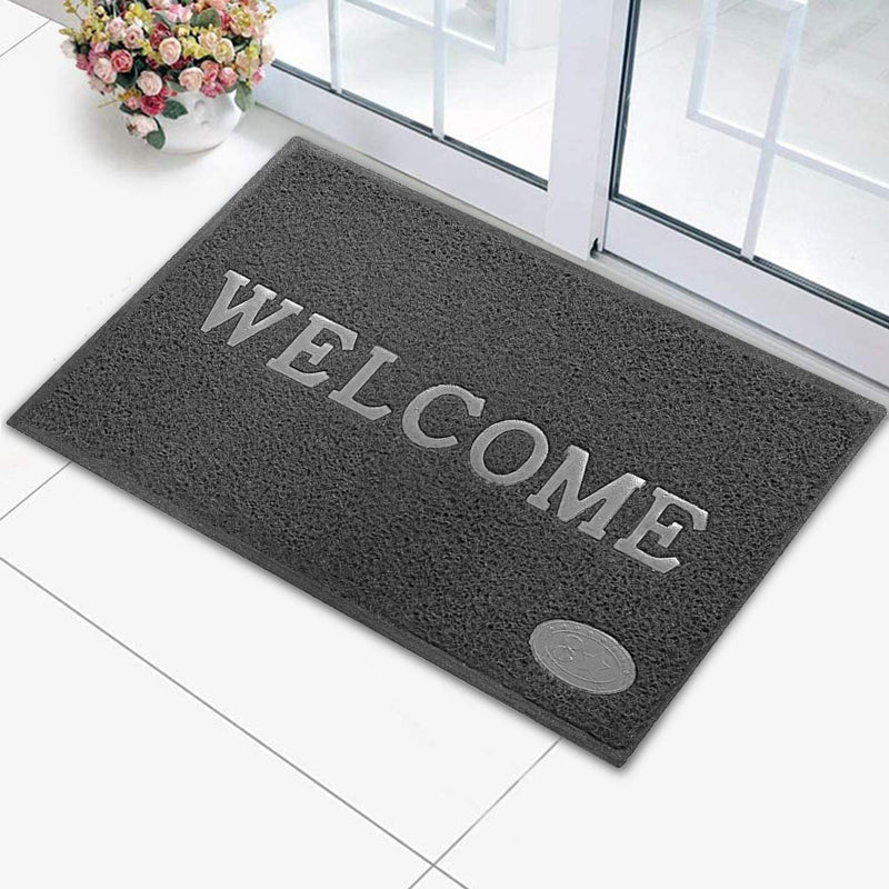 Kuber Industries Rubber Super Absorbent Outdoor Welcome Rectangular Mat|Non-Slip Net Backing|Heavy Duty & Waterproof|Easy Clean for Entry (Grey)-Kubmart15373