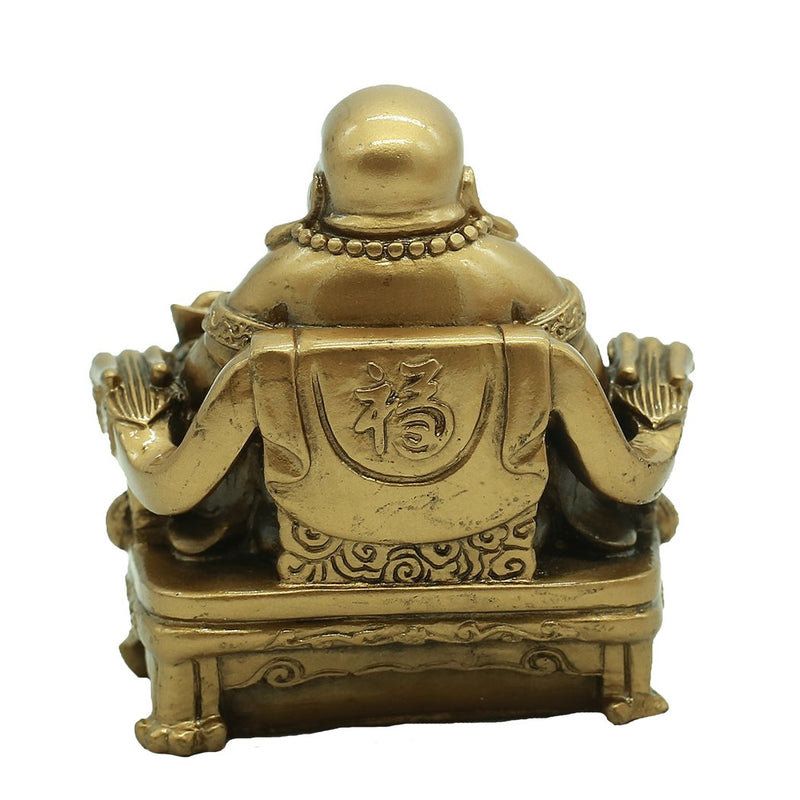 Chinese Handicrafts Resin Laughing Buddha Sitting on Dragon Chair Sculpture Wealth Lucky Statue Home Decoration Gift