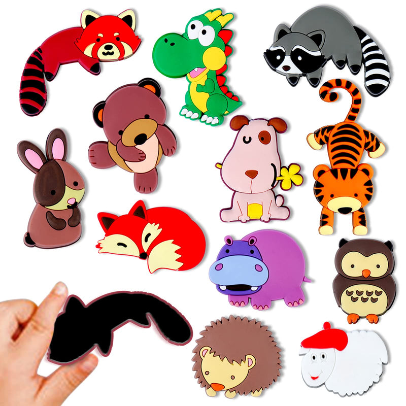 Vodolo Fridge Magnets for Toddlers ,12Pcs Cute Animal Refrigerator Magnets for Kids, Full Magnetic Backing Soft Rubber Safety Magnets, Whiteboard Baby Magnets