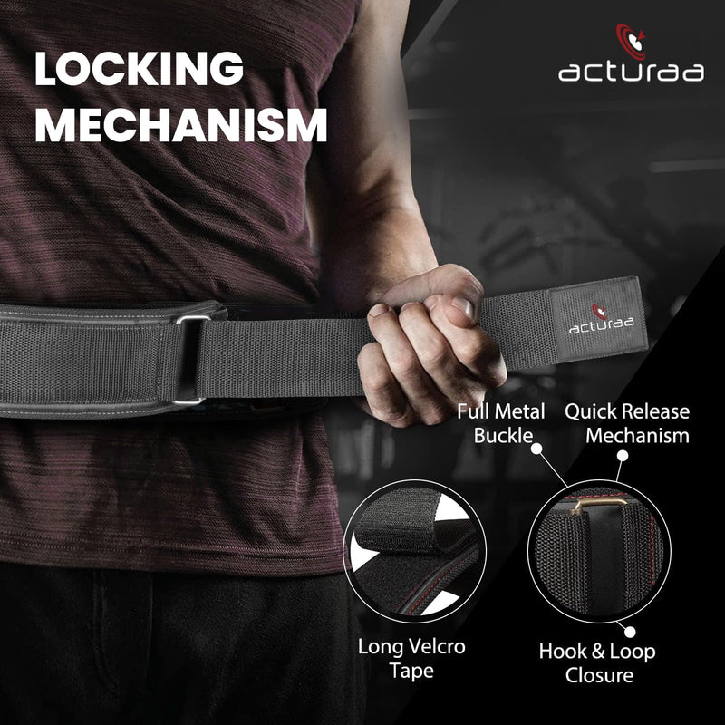 acturaa 6 Inch Weight Lifting Belts For Gym | Exercise Belt Powerlifting Belt Deadlift Belt Gym Waist Belt |Gym Waist Belt For Women |Gym Accessories for Back/Lumbar Support Lifting Belt (M)