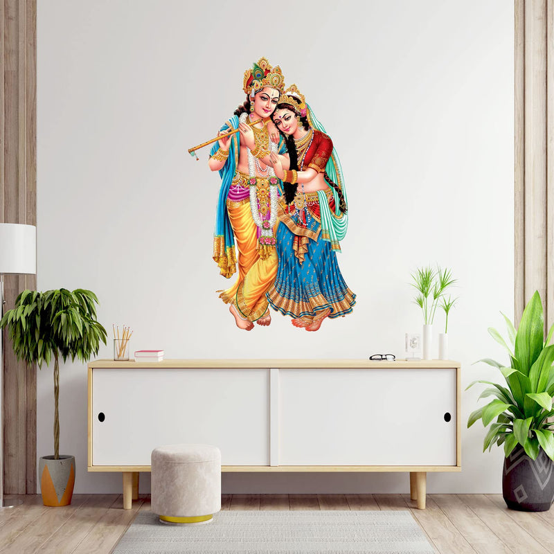 Masstone PVC Vinyl Radha Krishna Wall Sticker, 39x60 CM - Pack of 1