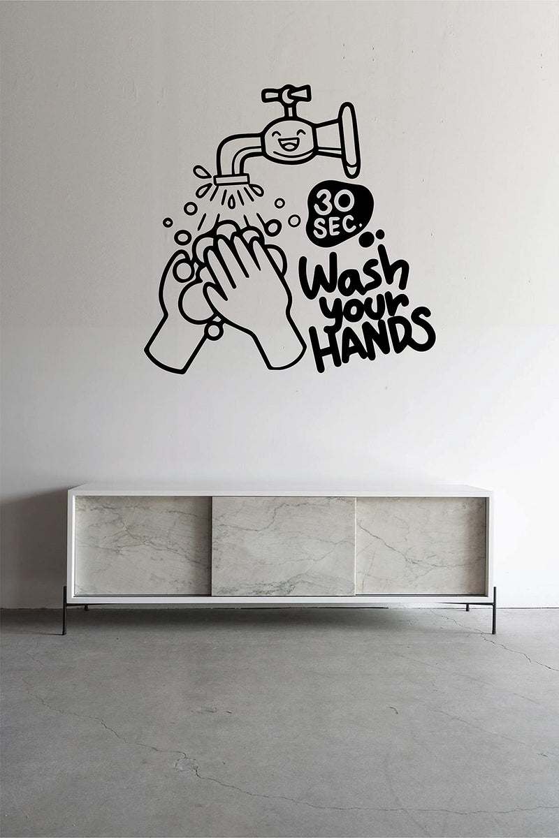 VVWV Wash Your Hands Quotes Wall Stickers Motivational Kids Bedroom Living Room Home Restaurant Oil Proof Vinyl Decals Wall Decoration L X H 45 X 45 Cms