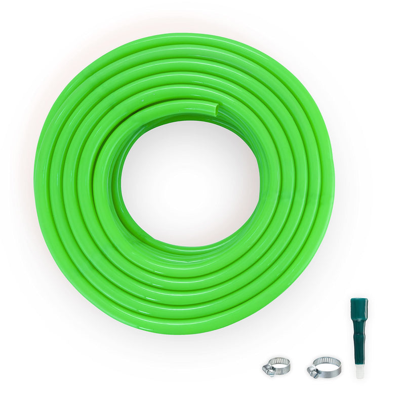 Garbnoire 10 Meter 0.75 Inch PVC Perot Green Water Pipe| Lightweight, Durable & Flexible| Accessories With Hose Connector & Clamps| Watering Garden, Cleaning, Outdoor-Indoor Use (10 Meter, 32.80 FT)