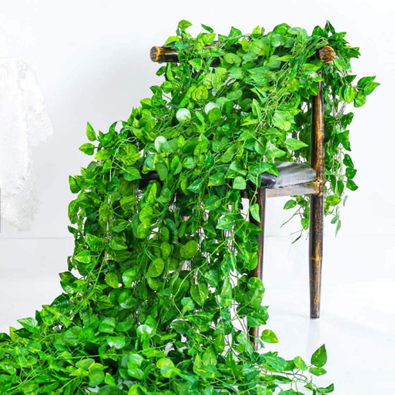 Celscity Artificial Leaf Plant for Decoration Garland Money Plant Leaf Creeper Balcony Decoration Items Wall Hanging Greenery Leaves Strands Each of 7 ft Pack of 10