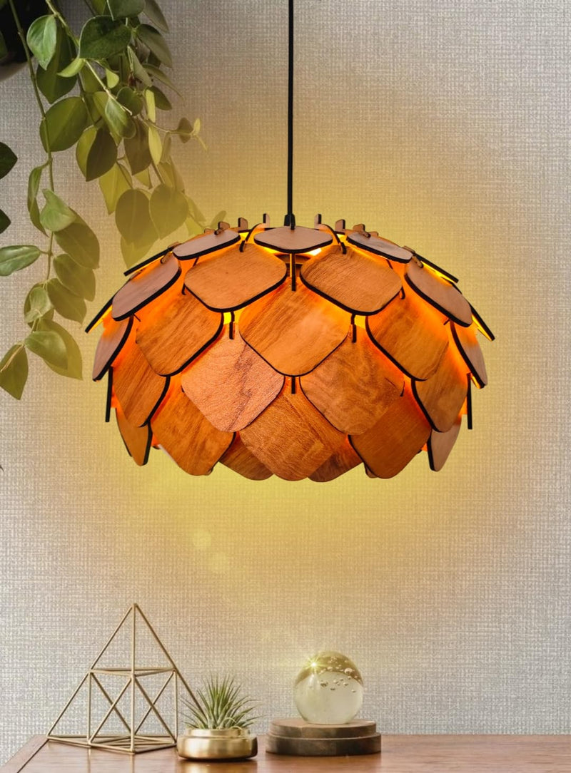 woodiography Wooden Pendant lamp, Wooden Ceiling lamp, Wooden Hanging lamp handicrafted Home decore Chandelier Light