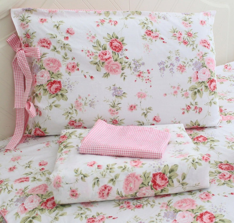 FADFAY Cotton Bed Sheet Set Rose Floral Bed Sheets 4-Piece Queen Size by FADFAY