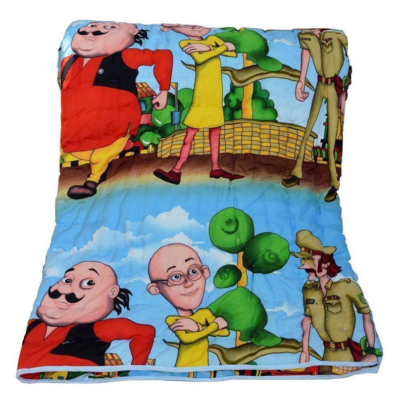 WONDERLOOK 100% Reversible Single Bed AC Blanket/Dohar/Combo Set of 2 Pc (Blue doremon & Motu patlu Print)