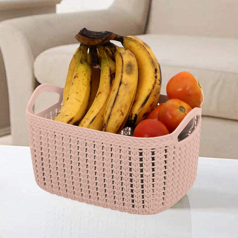 Kuber Industries Unbreakable Plastic Flexible Storage Baskets|Fruit Vegetable Bathroom Stationary Home Basket with Handles|Pack of 2 (Assorted) -CTKTC037844