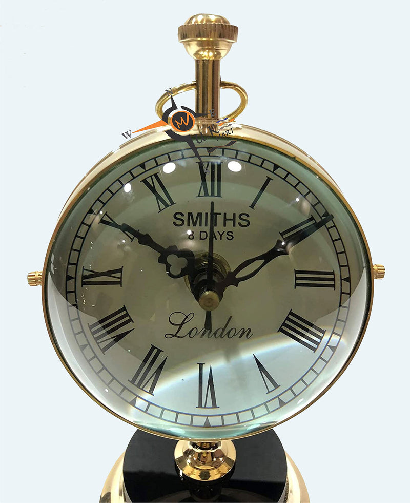 M.A & SONS Antique Stand Solid Brass Table Clock Antique Finish for Study Table, Office, Bedroom, Living Room, Home Decor, Wedding Gift