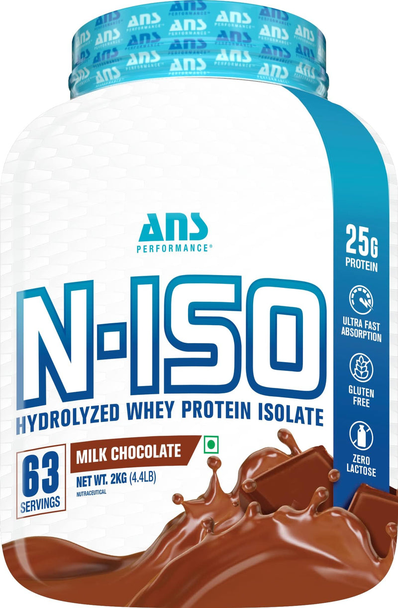 ANS Performance N-ISO Hydro Whey Isolate Protein 4.4 lbs 100% Hydrolyzed 12 g EAA + 6 g BCAA + 5 g Glutamine, Zero Lactose, Zero Gluten