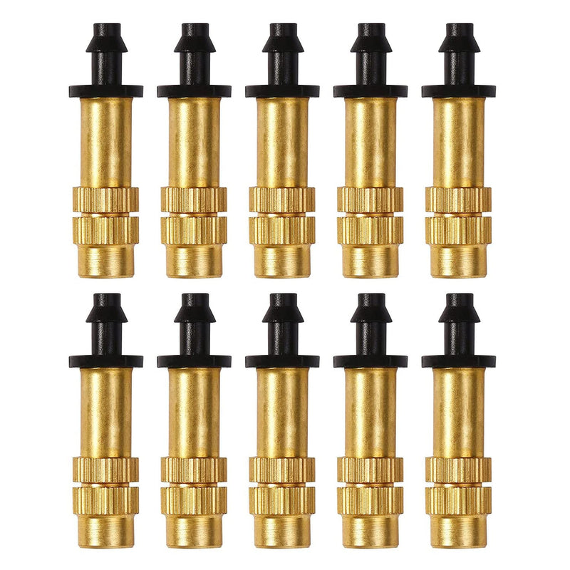 Serplex® Adjustable Water Spray Nozzle Copper 4/7mm Nozzle Water Spray Drip Irrigation Nozzle Mist Sprayer Micro Sprinkler for Garden Cooling Irrigation Lawn Vegetables Greenhouse - 10 Pcs