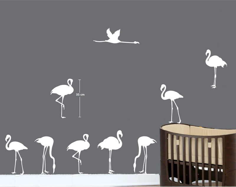 Asmi Collections White Flamingo Swan Birds Wall Stickers