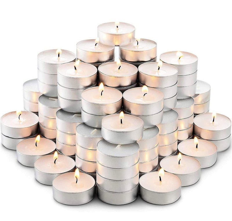 AL Asian Lily White Wax Tealight Candles (Unscented, Set of 100)