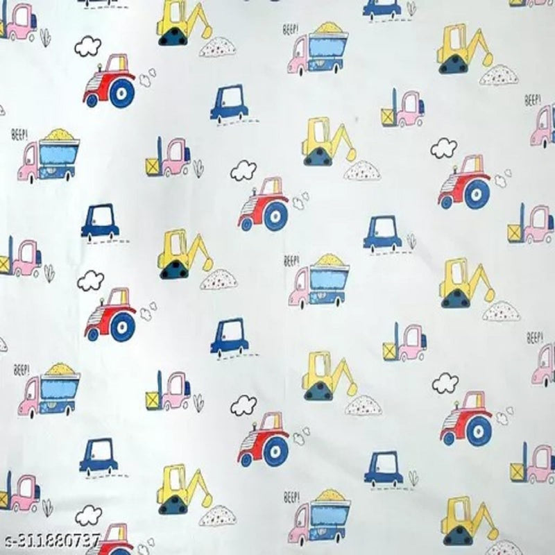 Innovative Edge Glace Cotton Cartoon Printed Flat Single Bedsheet for Kids with 1 Pillow Cover Size 60x90 Grey Car