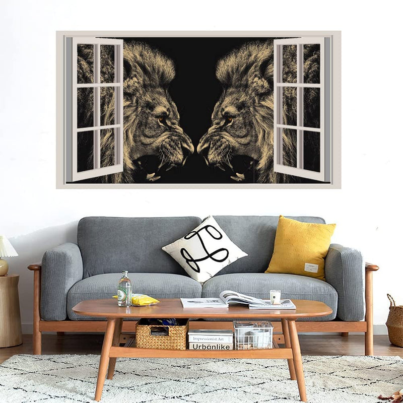 GADGETS WRAP Printed Wall Decal Sticker Fake Window Style Decal (90cm x 50cm) - Two Tigers