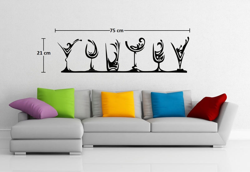 Asmi Collections Wine Glasses Wall Stickers