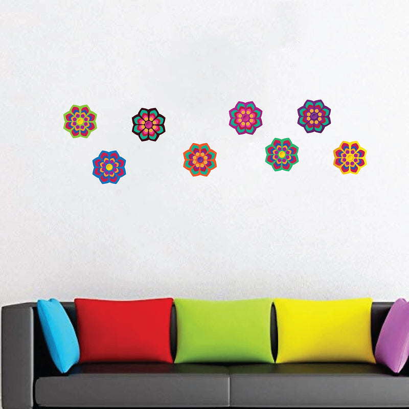 VVWV Flower Rangoli Wall Sticker for Home Decor Living Room Bedroom Play School Printed Wall Stickers L x H 80 x 80 Cms