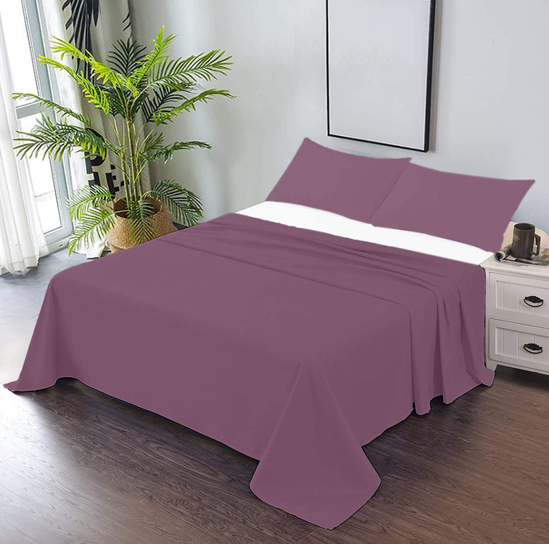 CCWB Cotton Craft Premium 100% Cotton 600 TC Solid Bedsheet and Pillow Cases (King, Plum)