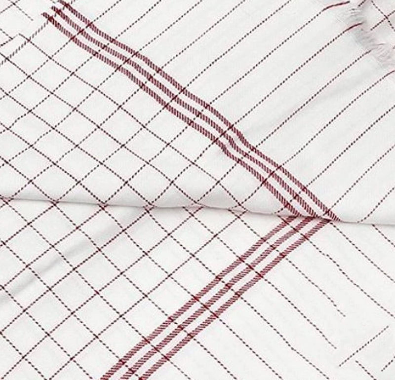 Craft Venture 100% Cotton Soft Beautiful Plain Chek Single Bed Size Skin Friendly Summer AC Blanket | Khes | Dohar | Top Sheet Set | Chadar (Maroon&White, Single Bed)