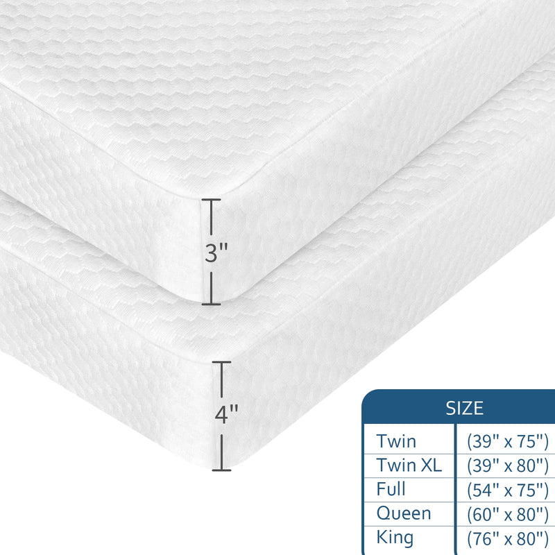 Cover for Mattress Topper King, 3 - 4 Inch King Size Memory Foam Cover with Zipper, Removable Cooling Bamboo Jacquard and 3D Mesh Fabric Backing Latex Mattress Topper Cover with Straps