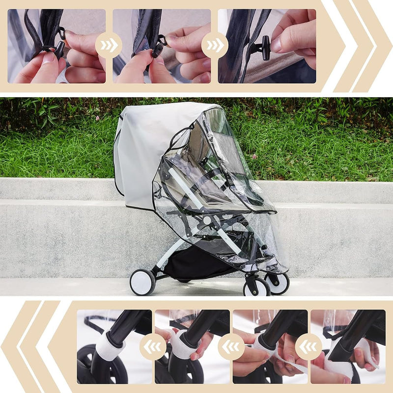 SNOWIE SOFT® Baby Stroller Rain Cover Universal Waterproof Windproof Rainproof Stroller Cover for Winter with Open Window, Baby Stroller Cover Protect from Sun Dust Snow, EVA Stroller Accessories