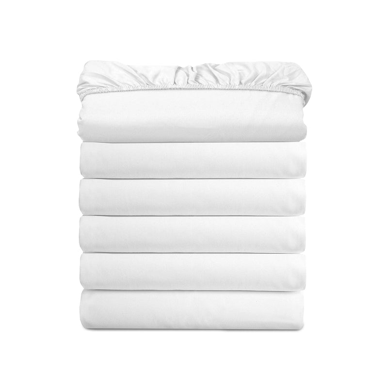 (6-Pack) Luxury Fitted Sheets! Premium Hotel Quality Elegant Comfort Wrinkle-Free 1500 Thread Count Egyptian Quality 6-Pack Fitted Sheet with Storage Pockets on Sides, Twin/Twin XL Size, White