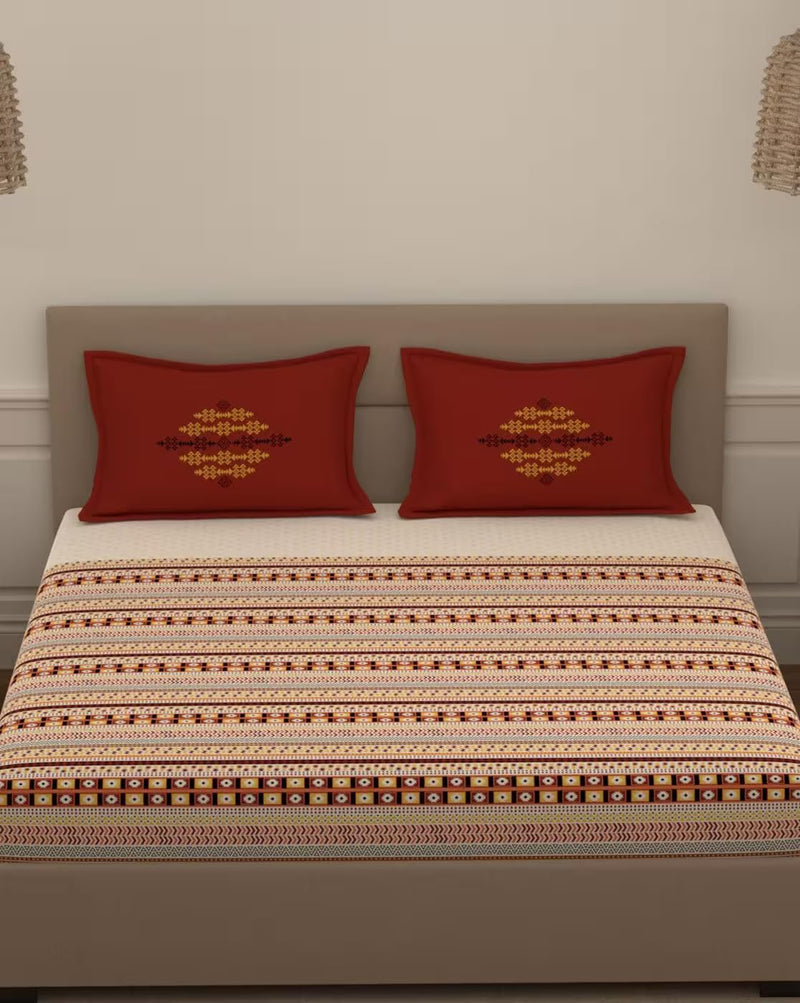 Portico New York King Size Bed Sheet with 2 Pillow Covers; Size 274 cm x 274 cm or 108 inches x 108 inches