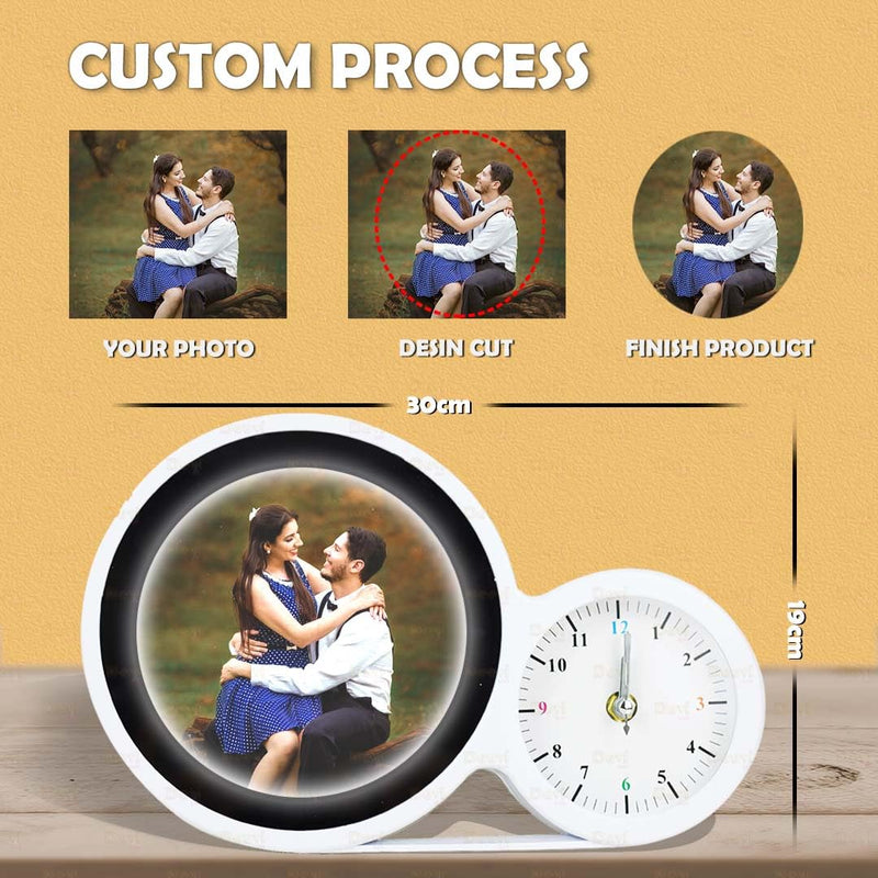 MUSHA Round Shape Personalized Customized Magic Mirror Cum Photo Frame Giting Item (30X19)