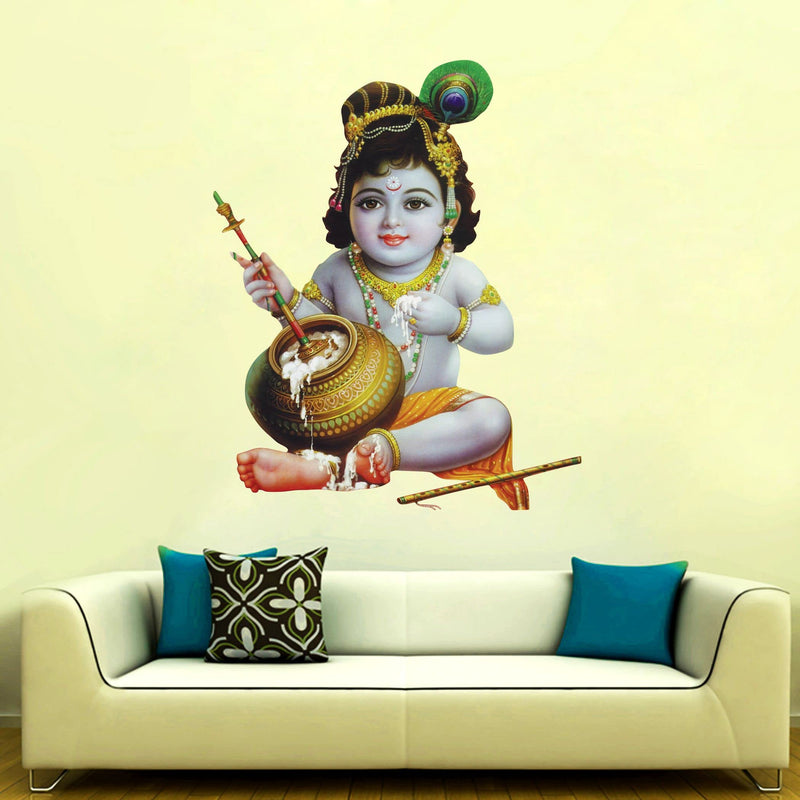 Delight Art Little Shree Krishna Design Wall Sticker Size - (56 * 47) cm Model id - (DAMC00692L)