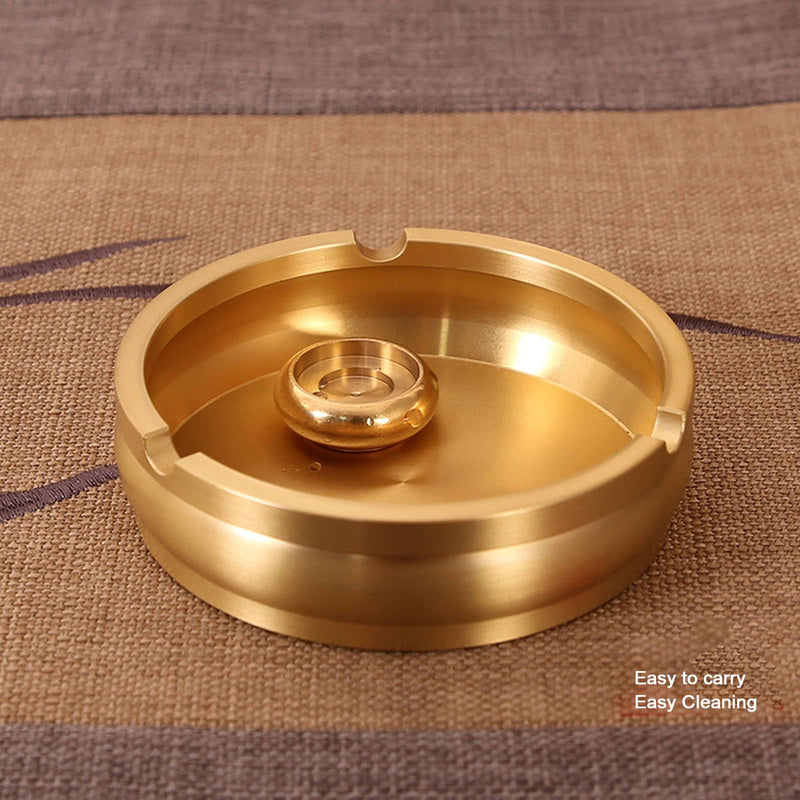 Brass Ashtray, Modern Style Brass Cigar Ashtray Easy Cleaning Portable for Home Office Desk Decoration