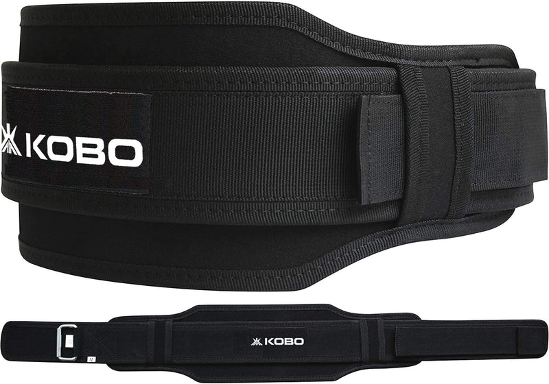 Kobo Multipurpose Gym Belt For Weight Lifting Fitness, Neoprene Padded, 6” Wide Back Support, Adjustable Hook & Loop Closure Powerlifting Deadlift Squat Workout Strength Training, Men Women WTB-13