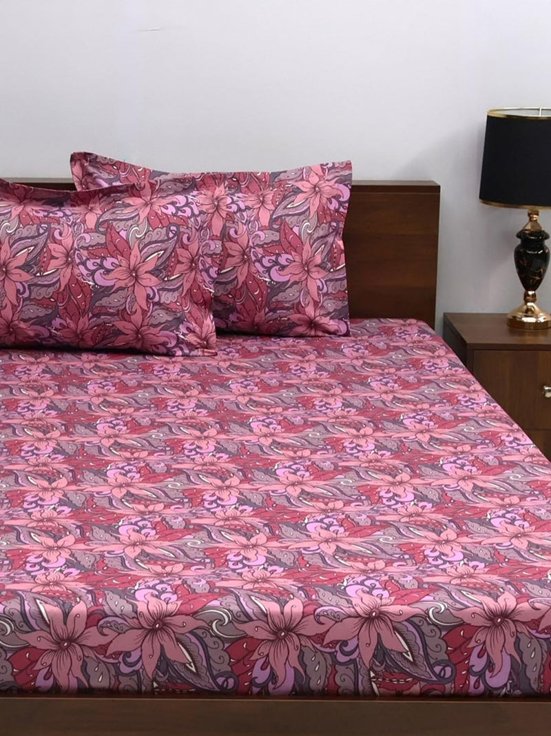 Bombay Dyeing Double Bedsheet Cotton 144 TC Premium Bedsheet & 2 Pillow Covers | Double | 224 X 254 Cms | Fade Less Colors | 2002 - Pink