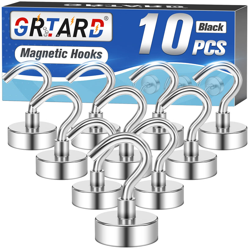 10Pack Magnetic Hooks Heavy Duty, Strong Magnet Hooks for Hanging, Magnet with Hooks for Fridge, Home, Kitchen, Industry, Workplace, Office-25LBS