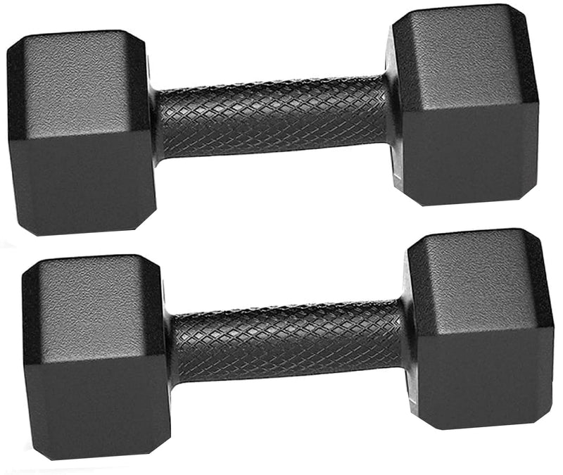 SIMRAN SPORTS Black Pvc Dumbbells Set Made of Solid PVC | 1 Pair Hex Dumbbells | Dumbbell Set For Home Gym Exercise & Fitness (Black- 1 Kg x 2Pcs)