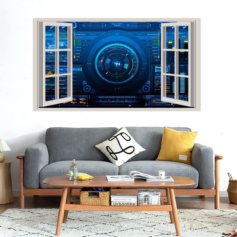 GADGETS WRAP Printed Wall Decal Sticker Fake Window Style Decal (90cm x 50cm) - UI Futuristic