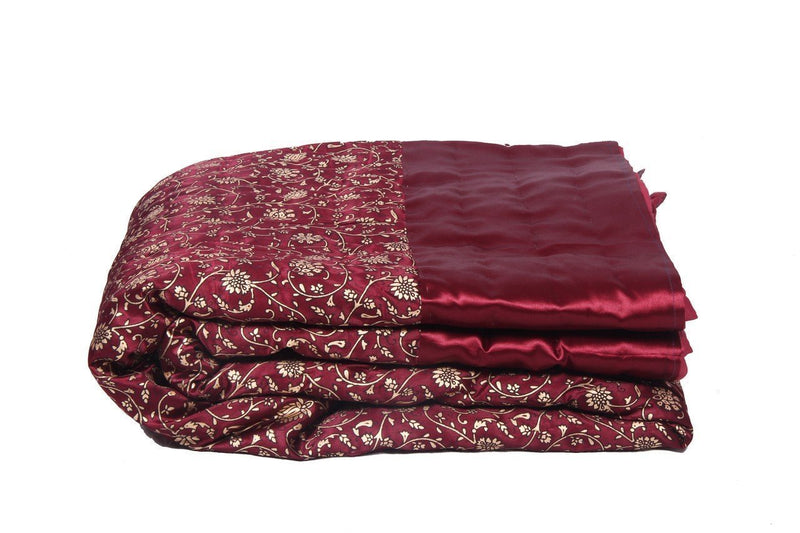 SVT Double Bed Size Jaipuri Silk AC Quilt Razai Blanket, Dohar with Gold Prints Printed Double Bed Quilt/Comforter/AC Quilt/AC Comforter/Razai, Winter Quilt, Jaipuri Razai