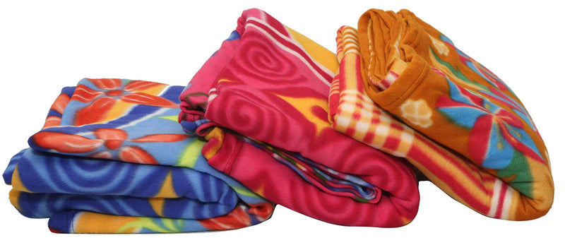 Goyal's ® Fleece Double Bed Multicolour Printed Blanket - Set of 3