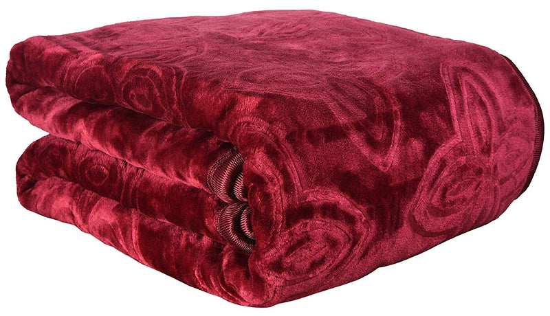 OMAJA HOME Luxurious Embossed Korean Mink Single Bed Blanket (Acrylic and Polyester, Maroon)