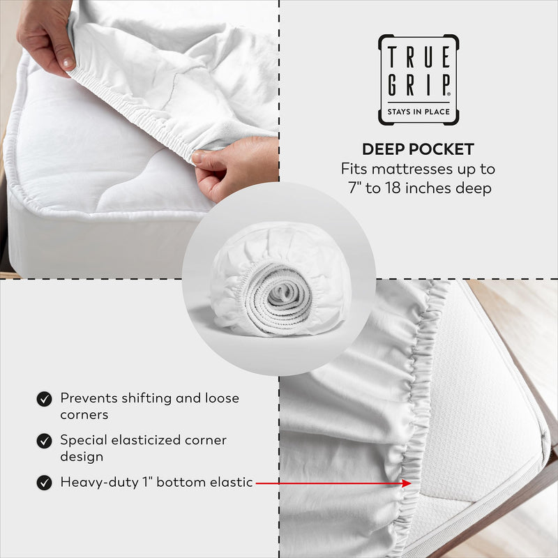 Purity Home Hotel Collection Premium Cotton Percale Sheets - 400 Thread Count - 100% Natural Combed Cotton, Cooling Bed Sheets, Sheet Set with Deep Pocket Fitted, Luxury Bedding (Full, Snow White)