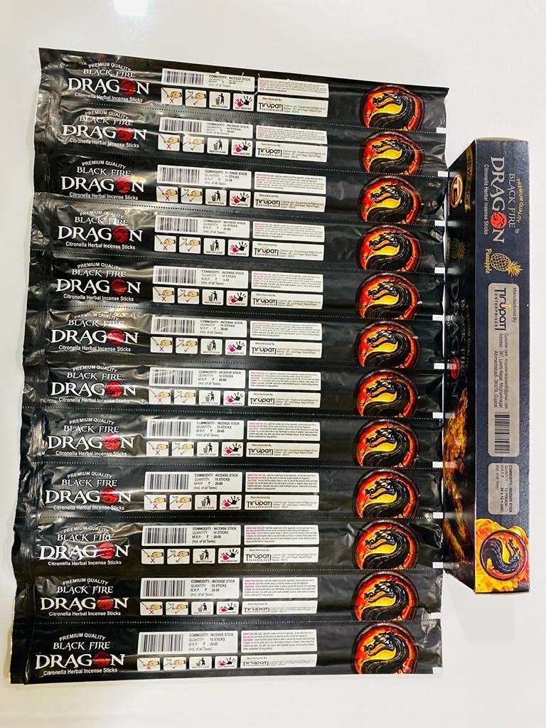 The Craft Store Original Black Dragon Natural Fragrance for Mosquito Repellent Incense Sticks Agarbatti Machhar Maar Pack of 120 Sticks free Matchstick